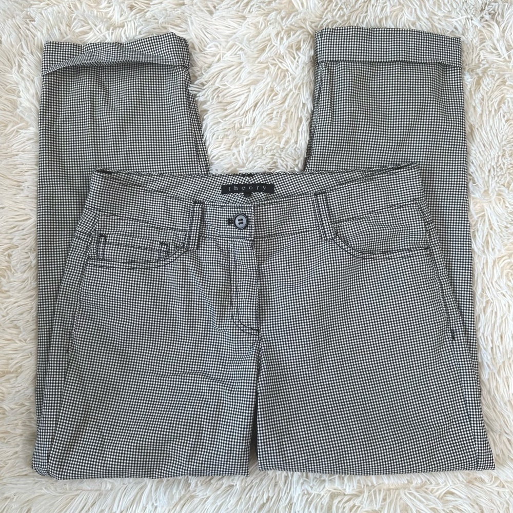Theory Black White Dark Academia Mid Rise Pants Size 00